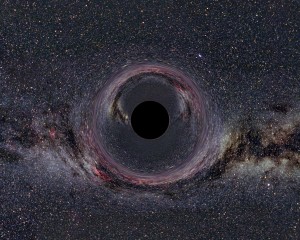 Black Hole Milkyway“ von Ute Kraus, Physikdidaktik Ute Kraus, Universität Hildesheim, Tempolimit Lichtgeschwindigkeit, (Milchstraßenpanorama im Hintergrund: Axel Mellinger) - Galerie von Tempolimit Lichtgeschwindigkeit. Lizenziert unter CC BY-SA 2.5 über Wikimedia Commons.