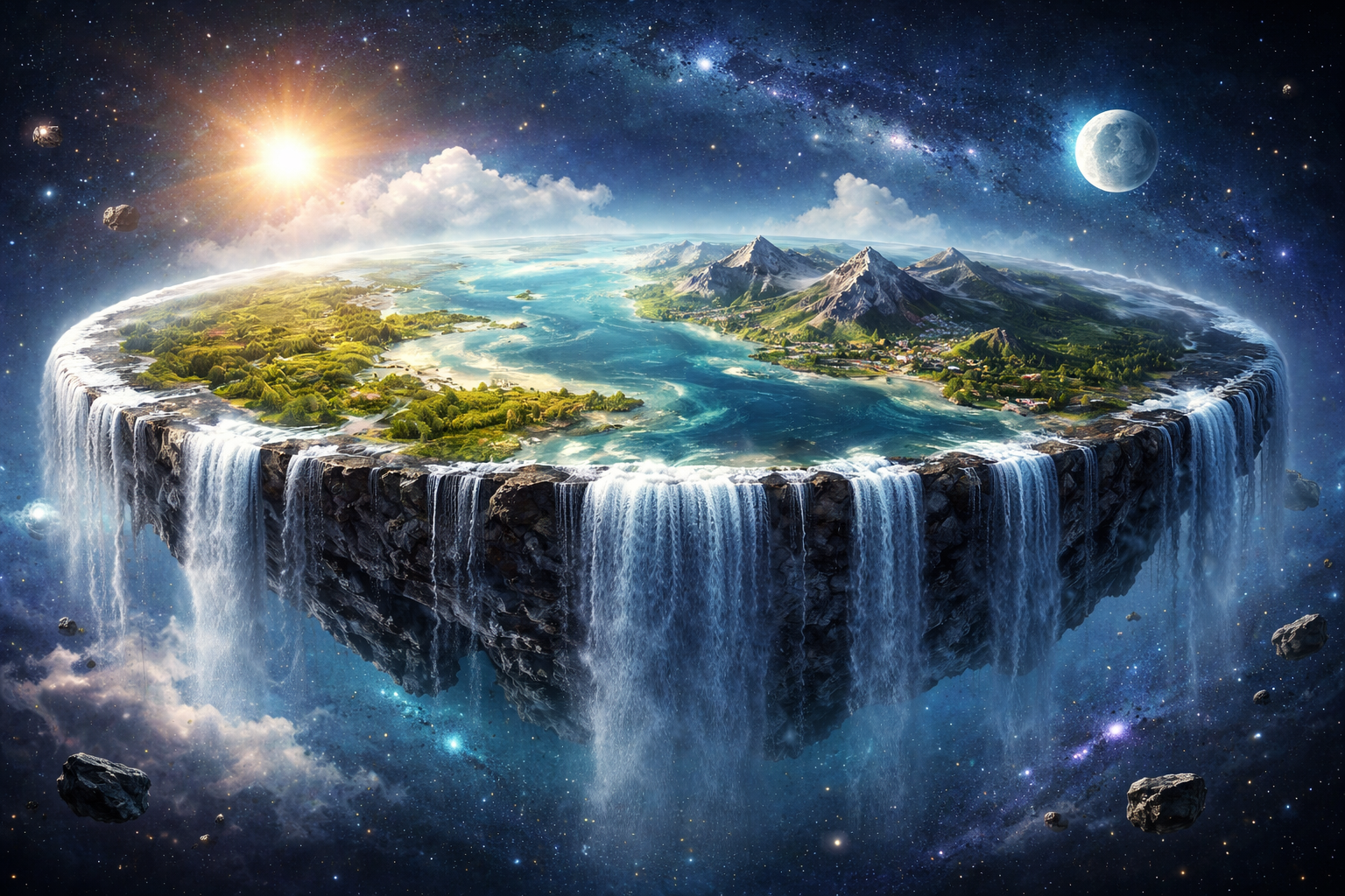 Flacher Planet, eigene Arbeit KI-unterstützt